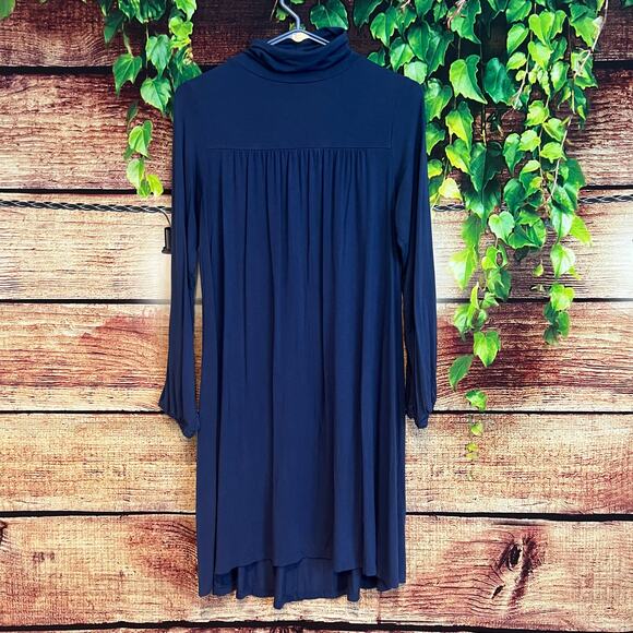 The Nines by Hatch Maternity Dress XS Midi Long Sleeve Turtleneck Stretch Blue - Picture 1 of 6
